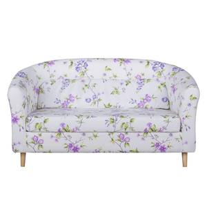 Sofa Philipp (2-Sitzer) Webstoff geblümt Weiß / Lila