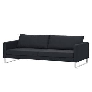 Sofa Portobello (3-Sitzer) Webstoff Stoff Ramira: Anthrazit - Kufen