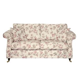 Sofa Rosehearty (3-Sitzer) Webstoff - Creme / Rose