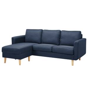 Sofa Wyke IV (3-Sitzer mit Hocker) Flachgewebe - Dunkelblau - Dunkelblau