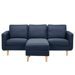 Sofa Wyke IV (3-Sitzer mit Hocker) Flachgewebe - Dunkelblau - Dunkelblau