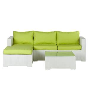 Lounge Sitzgruppe White Comfort (3-teilig) - Polyrattan/Textil - Weiß/Kiwi