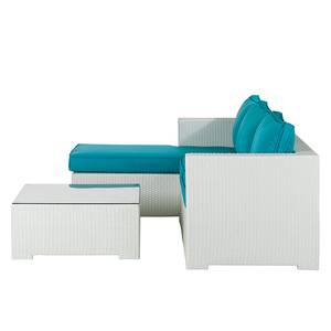 Tuinmeubelset Paradise Lounge (3-delige set) - polyrotan / textiel - wit / turquoise