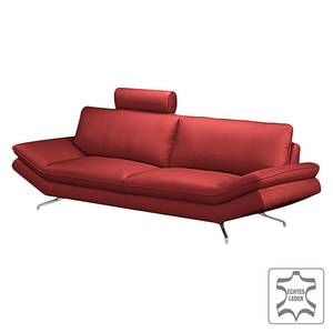 Sofa Sharon (3-Sitzer) Echtleder Echtleder - Karminrot - Mit Kopfstüze