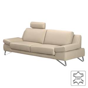 Canapé Silvano (2,5 places) Cuir véritable beige - Sans appui-tête