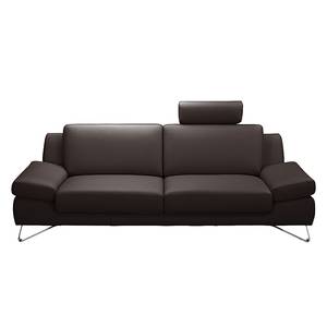 Sofa Silvano (3-Sitzer) Kunstleder Mocca Mit Kopfstütze