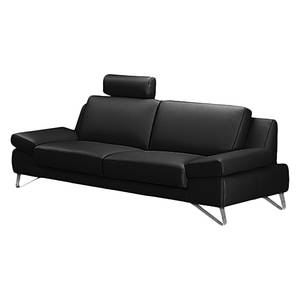 Sofa Silvano (3-Sitzer) Kunstleder Schwarz - Mit Kopfstütze