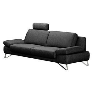 Sofa Silvano (3-Sitzer) Webstoff Schwarz Kopfstütze verstellbar