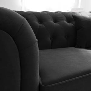 Sofa Upperclass (2-Sitzer) Samt Samtstoff - Schwarz - 4 Kissen