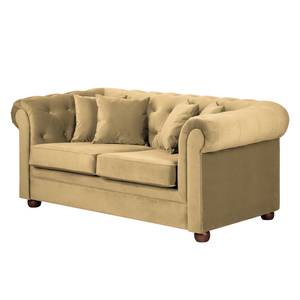 Sofa Upperclass (2-Sitzer) Samt Samtstoff - Beige - 4 Kissen