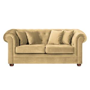 Sofa Upperclass (2-Sitzer) Samt Samtstoff - Beige - 4 Kissen