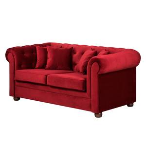 Sofa Upperclass (2-Sitzer) Samt Rot - 4 Kissen