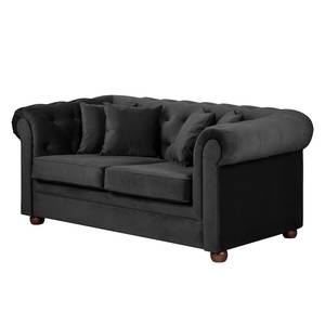 Sofa Upperclass (2-Sitzer) Samt Samtstoff - Schwarz - 4 Kissen