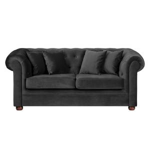 Sofa Upperclass (2-Sitzer) Samt Samtstoff - Schwarz - 4 Kissen