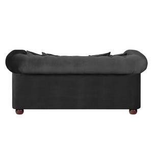 Canapé Upperclass (2 places) Velours - Noir - 4 coussins