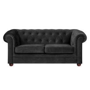 Sofa Upperclass (2-Sitzer) Samt Samtstoff - Schwarz - Ohne Kissen