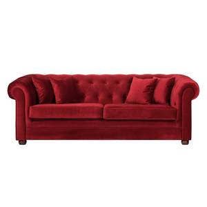 Sofa Upperclass (3-Sitzer) Samt Rot - 4 Kissen