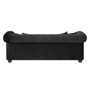 Sofa Upperclass (3-Sitzer) Samt Samtstoff - Schwarz - 4 Kissen