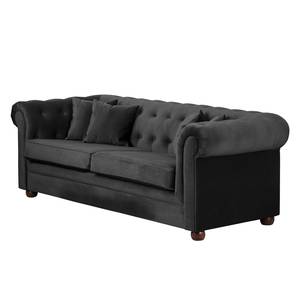 Sofa Upperclass (3-Sitzer) Samt Schwarz - 4 Kissen