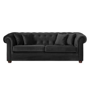 Sofa Upperclass (3-Sitzer) Samt Samtstoff - Schwarz - 4 Kissen