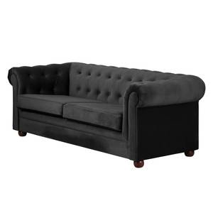 Sofa Upperclass (3-Sitzer) Samt Samtstoff - Schwarz - Ohne Kissen