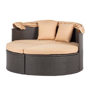 Lounge eiland Paradise M grijsbruin polyrotan/beige