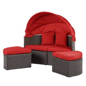 Tuinmeubelset Paradise Lounge M polyrotan/staal - grijsbruin - rood