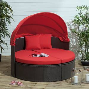 Tuinmeubelset Paradise Lounge M polyrotan/staal - grijsbruin - rood