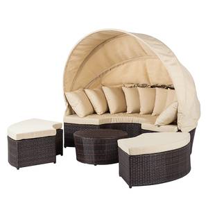 Premium Sonneninsel Paradise Lounge Polyrattan - Aluminiumrahmen - Braun / Beige