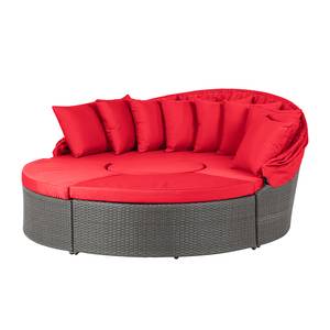 Salon de jardin Premium Paradise Lounge Polyrotin - Cadre en aluminium - Gris / Rouge