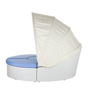 Loungebank White Comfort (4-delig) van polyrotan/stof - in wit/blauw