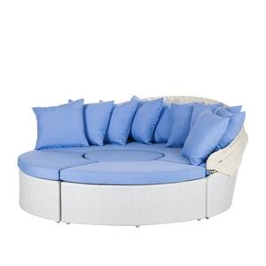 Loungebank White Comfort (4-delig) van polyrotan/stof - in wit/blauw