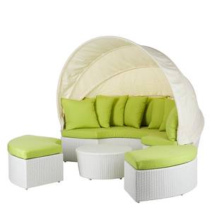 Sonneninsel White Comfort (4-teilig) Polyrattan/Textil - Weiß/Grün