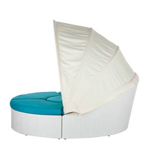 Loungebank White Comfort (4-delige set) van polyrotan/stof in wit/turkoois