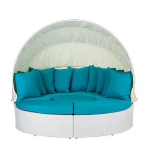 Loungebank White Comfort (4-delige set) polyrotan/textiel - wit - turquoise