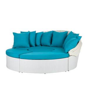 Salon de jardin modulable White Comfort 4 éléments - Polyrotin et tissu - Blanc / Turquoise