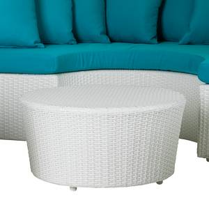 Loungebank White Comfort (4-delige set) van polyrotan/stof in wit/turkoois