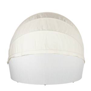 Loungebank White Comfort (4-delige set) van polyrotan/stof in wit/turkoois