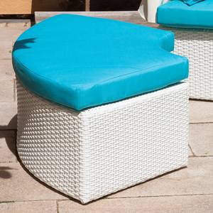 Salon de jardin modulable White Comfort Polyrotin et tissu blanc / Turquoise