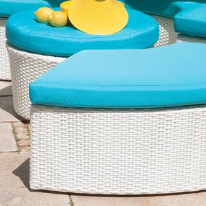 Loungebank White Comfort (4-delige set) van polyrotan/stof in wit/turkoois