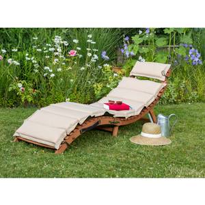 Chaise longue Ipanema II Eucalyptus massif / Tissu - Vert / Beige