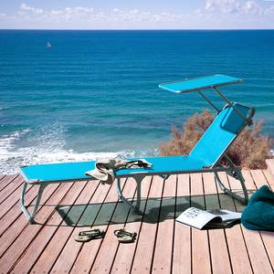 Chaise longue Summer Sun VII Avec pare Turquoise Bleu