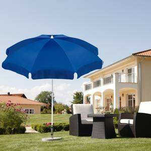 Parasol Ibiza staal/polyester wit/blauw staal/wit polyester/blauw diameter: 200cm