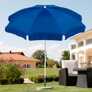 Parasol Ibiza staal/polyester wit/blauw staal/wit polyester/blauw diameter: 240cm