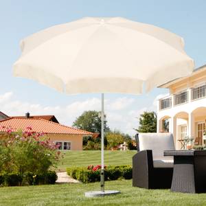 Parasol Ibiza staal/polyester - wit/natuurlijke kleuren - diameter: 240cm
