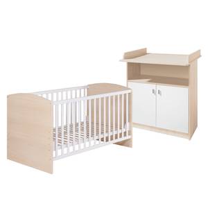 Babymeubelset Lena (2-delig) babybed en commode - esdoorn/wit