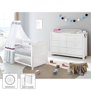 Ensemble de chambre de bébé Nina Kids Pin massif - Blanc