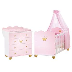 Chambre Prinzessin Karolin (2 éléments) Sapin massif Blanc / Rose