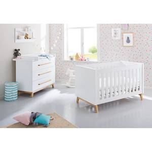 Chambre bébé Riva, l 2 éléments - Blanc / Frêne