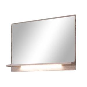 Miroir Lorica Chêne clair / Blanc crème brillant Avec éclairage